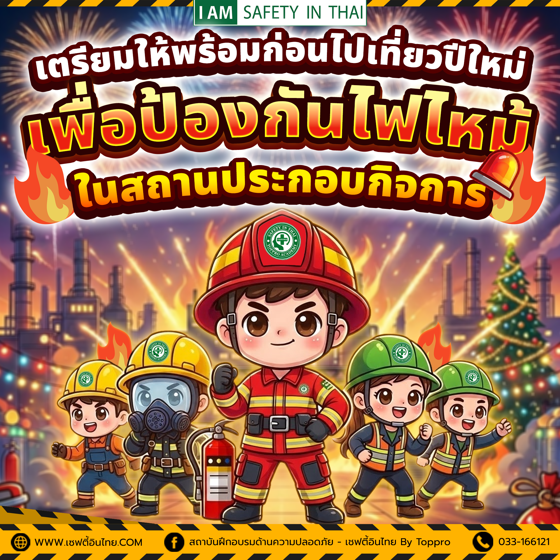 เตรียมให้พร้อมก่อนไปเที่ยวปีใหม่เพื่อป้องกันไฟไหม้ ในสถานประกอบกิจการ